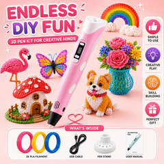Pink 3D Printing Pen LED Display PLA Filament Kids Drawing Arts Crafts Gift Kit