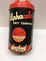 Vintage Alphacolor dry tempera powder Red Mostly Full red lid