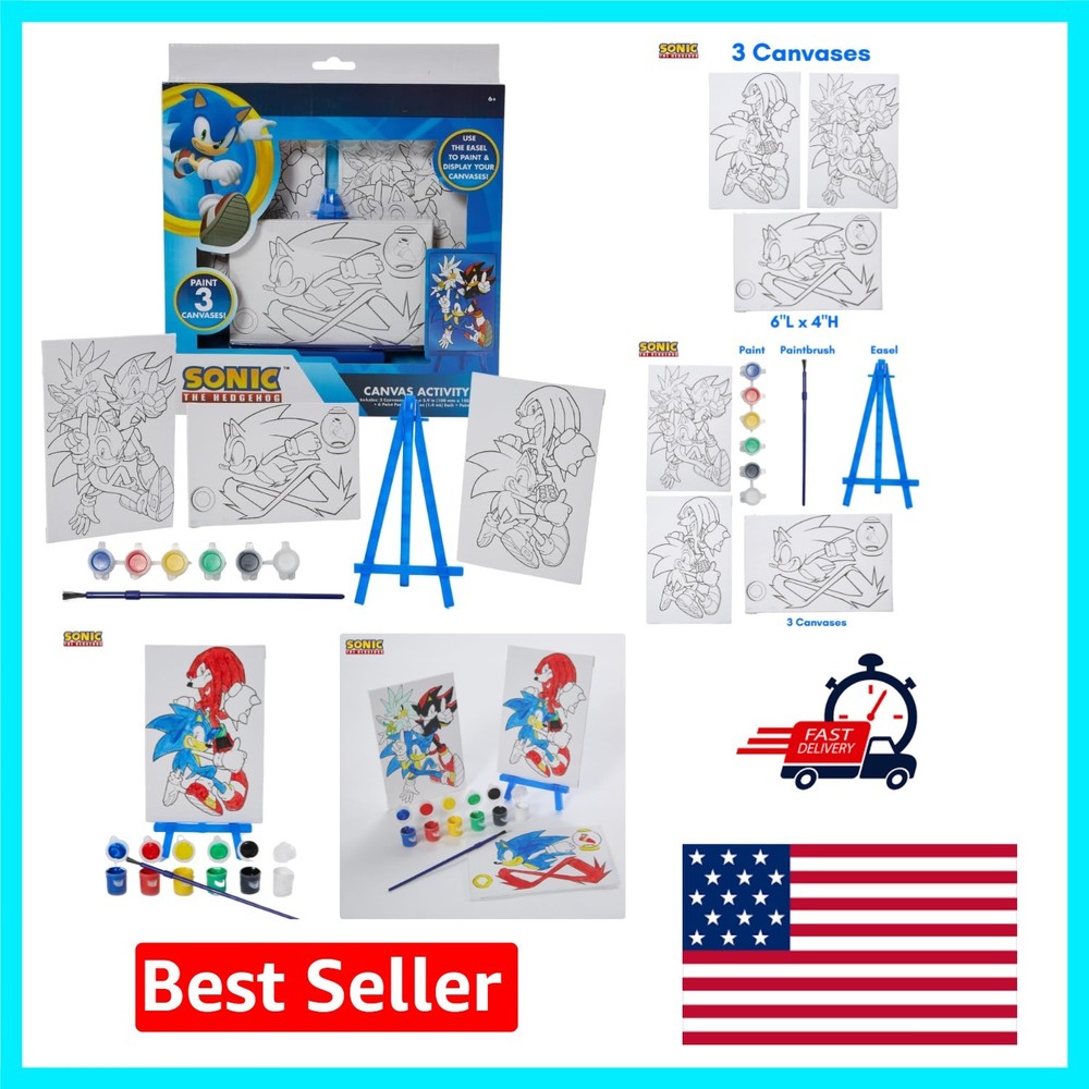 Creative Sonic Paint Kit: 3 Canvases, Acrylic Paint & Easel for Young Artists
