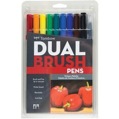 Tombow Dual Brush Art Pen 10-piece Set – Primary Colours 56167