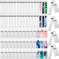 80 Pieces Sublimation Blank Wristlet Keychains with Lipstick Holder Keychains, D