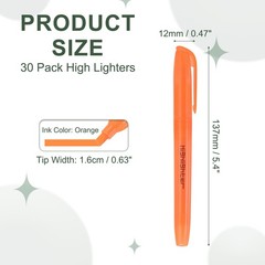 Orange Highlighter, 30 Pack Highlighters Pens for Books, Transparent Rod