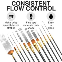 Artist Paint Brush Set – 12 Brushes for Canvas, Watercolor, Oil, Acrylic Pain…