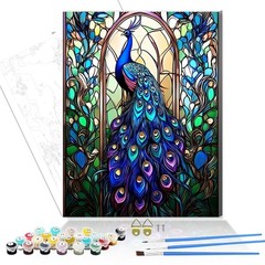 Peacock Wooden Framed Paint by Numbers Kits for Adults,Painting Kit on Canvas…