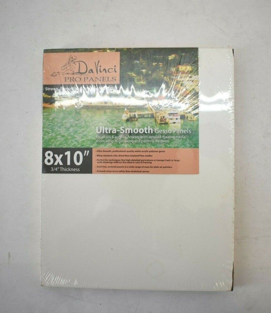 DaVinci Wood Panel Pro Medium Textured Gesso Panel Paint 8″ X 10″ 3/4″ Thickness