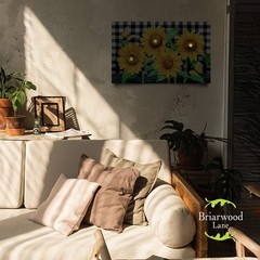 Briarwood Lane Summer Canvas Art 24×16 Checkered Sunflowers For Summer Large