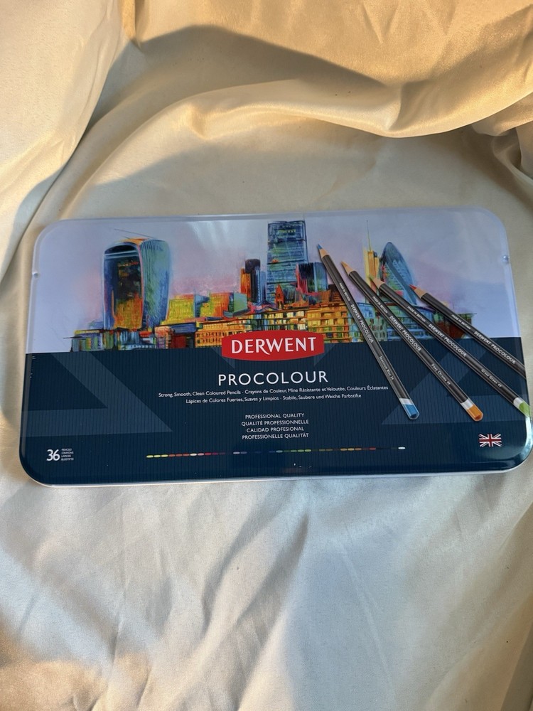 Derwent Procolour Pencils Drawing Art Metal Tin 36 Count NEW Shrink Wrapped