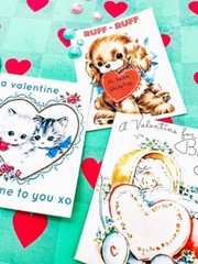Retro Valentine Paper & Fabric Ephemera Mega Lot-junk journaling card scrapbook