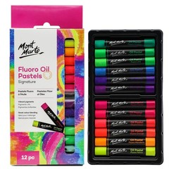 Mont Marte Fluoro Oil Pastels Signature 12pc, 12 12 Count (Pack of 1),