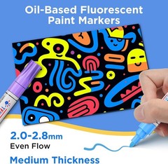 Fluorescent Paint Markers 8 Colors Neon UV Oil Based Waterproof Pens