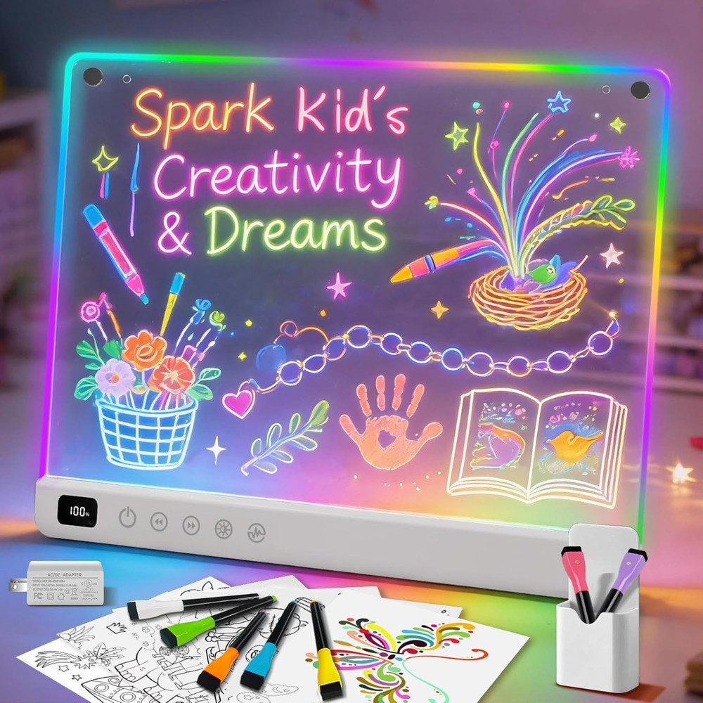 Led Drawing Board with 13 Light Effects, 16″ Rechargeable Glow Doodle LED Note B