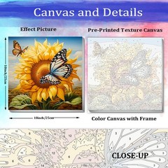 Butterfly Sunflower Paint by Numbers Kit for Adults Beginner & Kids Ages 8-12…