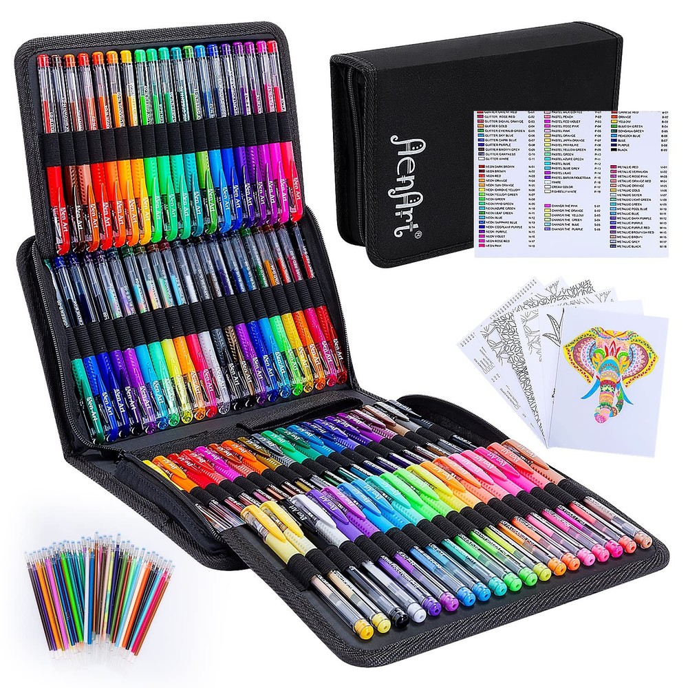 Gel Pens for Adult Coloring Books, 160 Pack Artist Colored Gel Pen with 40% M…
