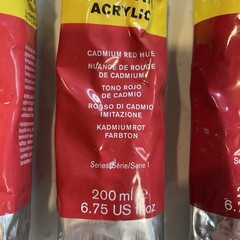 Winsor & Newton Acrylic Paint 6.75 Oz Tubes 1 Crimson 2 Cadmium Red Hue OPENED
