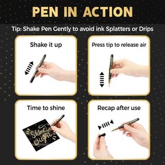 3Pcs Chrome Paint Markers, Gold Color Permanent Mirror Liquid Chrome Pens for Pl