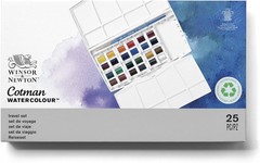 Winsor & Newton Cotman Watercolor Studio Set – 24 Half Pans, Brush Included