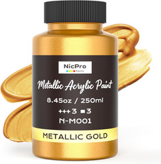 Metallic Gold Acrylic Paint, 8.45Oz/250Ml Large Gold Leaf Paint, Non Toxic, N…
