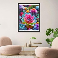 QINRUBB DIY Colorful Succulents Diamond Art Kit for 12×16 inches, USQR375