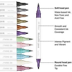 12 Colors Metallic Marker Pens – Dual Tip Brush and Fine Point Pens for DIY