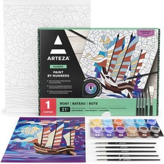 Arteza Paint by Number for Adults, 12×16 Inches, 21 Pieces, Boat Paint
