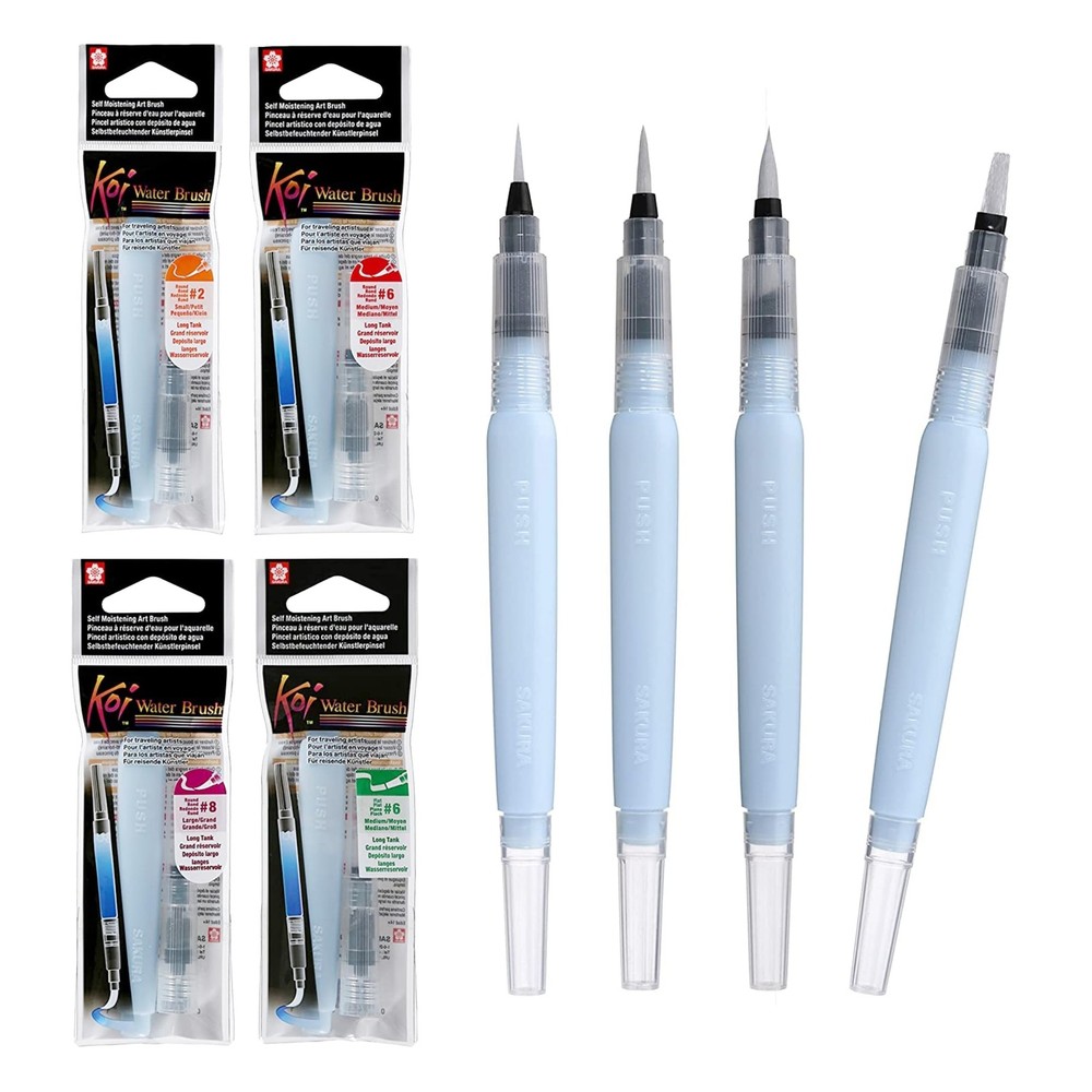 Koi Water Brush – Brush for Watercolor – 9 ml Tank – 4 Assorted Brush Tips
