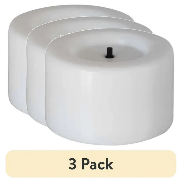 (3 pack) Unscented Led Tealights Flameless Candles, White, 4.60″, 0.18 lb