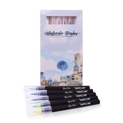 Watercolor Brush Pens 10 Pc Coloring Inking 2 Water Refillable Brush Tub