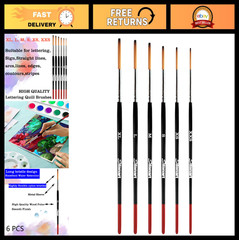 6 Pcs Lettering Quill Brushes Set for Sign Painting & Pinstriping – Sizes XS to