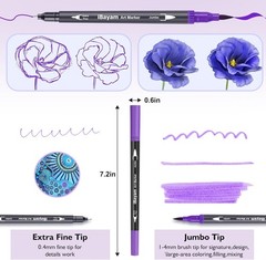 72 Colors Dual Tip Brush Pens for Adult Coloring Book, Note-Taking, Calligraphy