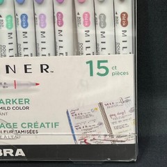 Zebra MildLiner Creative Marker Double-End Soft Mild Colors 15pc #78115M, NEW