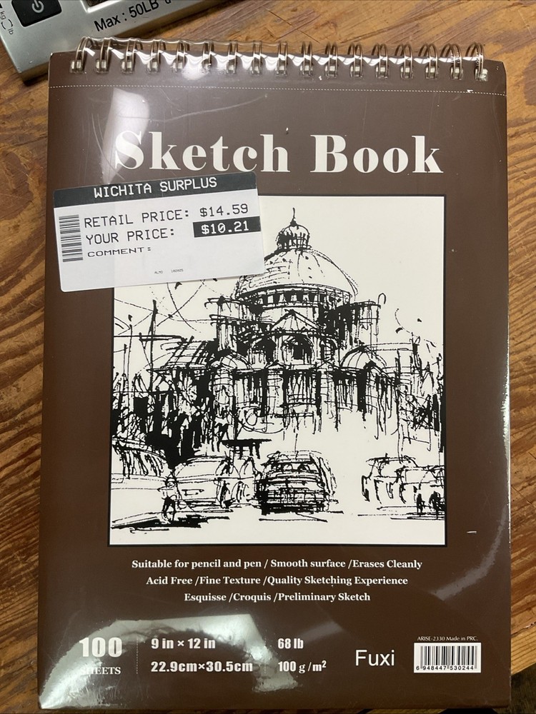 9 x 12 inches Sketch Book, Top Spiral Bound Sketch Pad, 1 Pack 100-Sheets (68lb