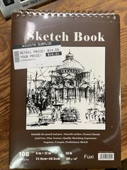 9 x 12 inches Sketch Book, Top Spiral Bound Sketch Pad, 1 Pack 100-Sheets (68lb