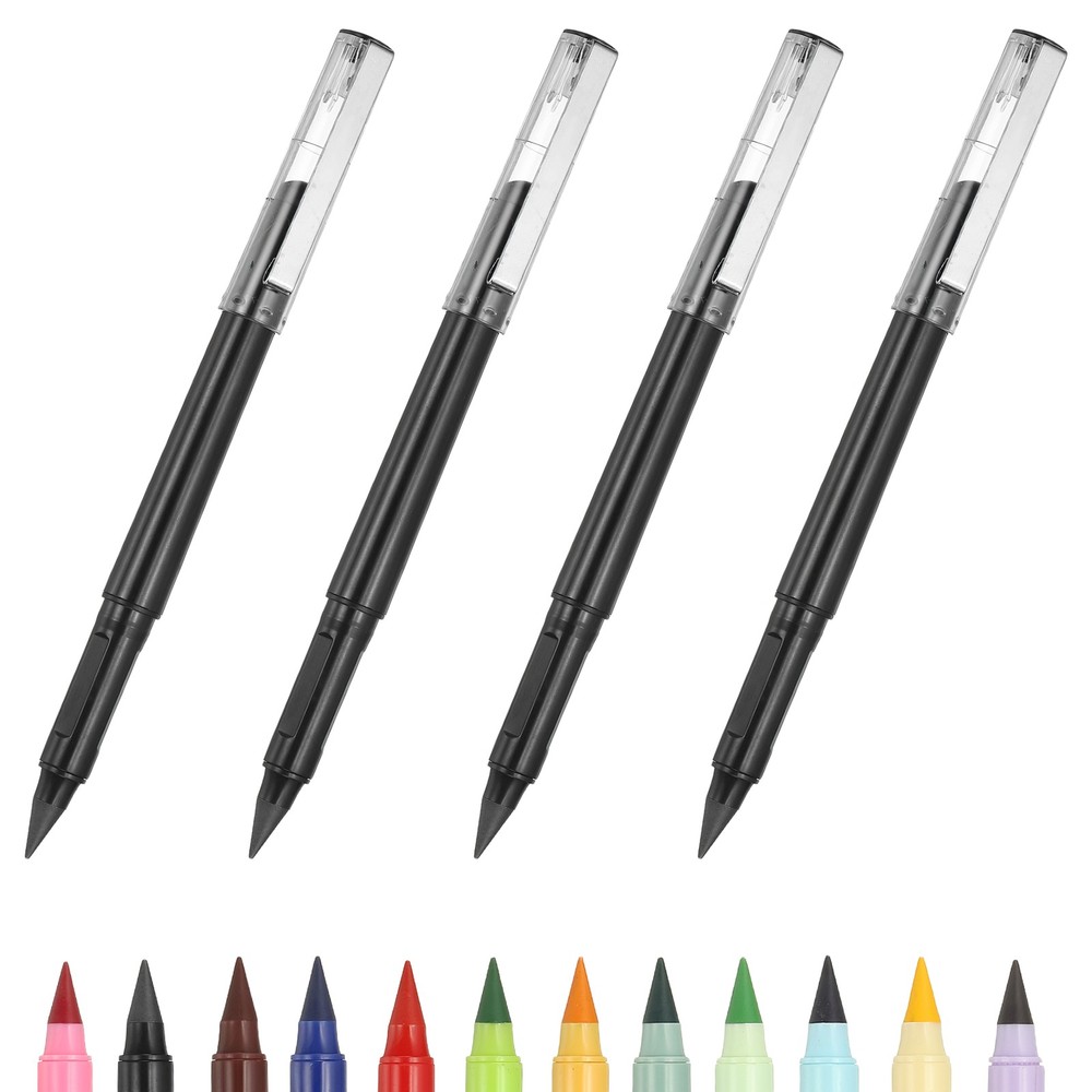 4 Pcs Mechanical Sharpened Forever Pencils Set, Black