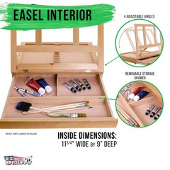 U.S. Art Supply Solana Adjustable Wood Standard Size, Natural Finish