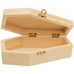 Wooden Coffin Box 9 inch Unfinished, Halloween Decor, Pet Casket | Woodpeckers
