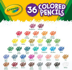 Colored Pencils (36Ct), Kids Pencil Set, Pre-Sharpened Coloring Book Pencils for