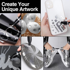KERIFI 3Pcs Silver Liquid Mirror Chrome Markers Permanent Art Liquid Chrome Mark