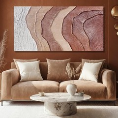 Hue7Art Modern Abstract Neutral Canvas Wall Art Beige Brown Textured Minimali…
