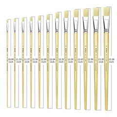 XDT#579 Flat Art Brush Set 12Pc #1#2#3#4#5#6#7#8#9#10#11#12 Hog X-Long Handle