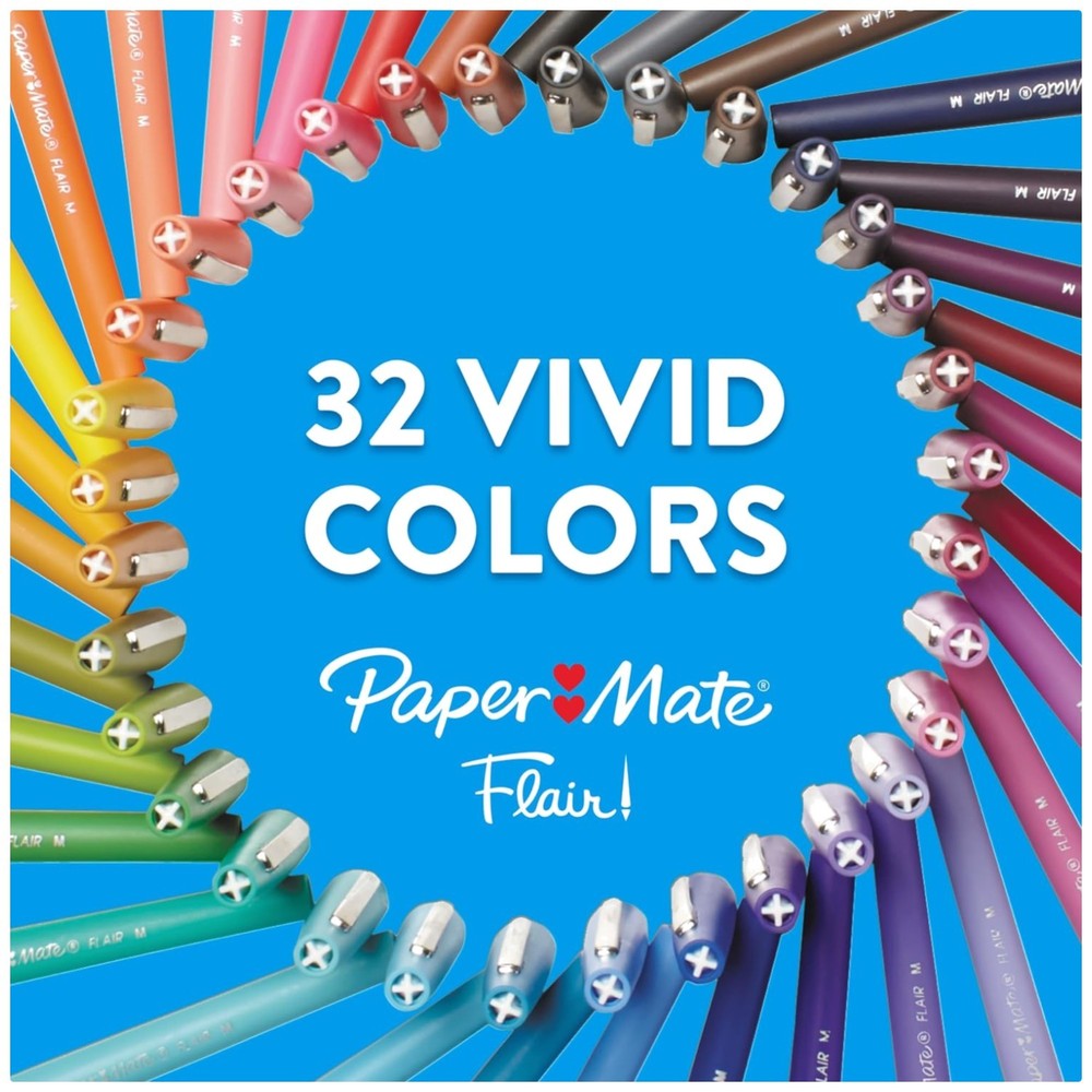 Flair Felt Tip Pens, Black, 12 Count – Medium Point 0.7mm
