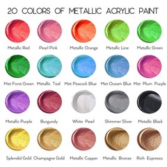 HissiCo Metallic 2.03 Fl Oz (Pack of 20), Blue,Green,Orange,Silver,White