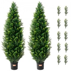 Artificial Cedar Topiary Tree, 48 inch Tall (2 Pieces), with Extra Leaves & …