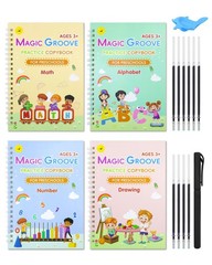 Magic Practice Copybook 4 Books with Pens Reusable Writing for Preschool
