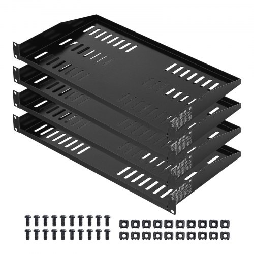 1U Server Rack Shelf, 4 PCS, 50 lbs Max Load-Bearing Vented Cantilever, Wall…