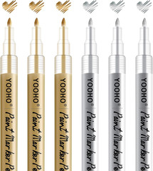 Paint Pen Gold Silver Metallic Permanent Acrylic Markers Set for Fabric Glass Ro