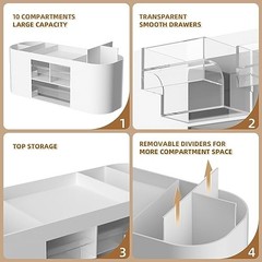 White Multi-Functional Desk Organizer Pen Holder with 3 Drawers