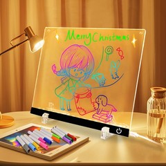 LED Note Board 12-Color Illuminated Acrylic Drawing Dry Erase 12×8.5″ Black