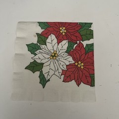 16 Christmas Paper Napkins Red And White Poinsettia Flowers Decoupage Crafts 10″