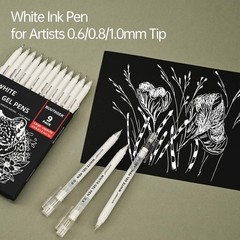 BUUTIIGER White Gel Pens – 0.6/0.8/1.0mm Fine Point Opaque White Archival Ink