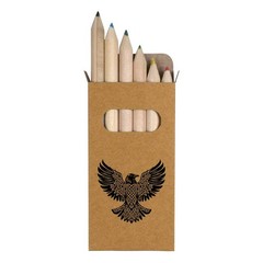 6 x ‘Celtic Raven’ Short 85mm Pencils / Coloured Pencil Set (PE00094850)